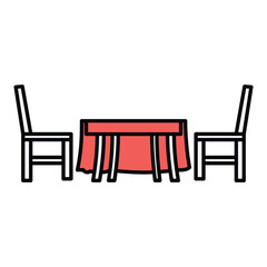 Dinner Table Icon in Colored Outline Style