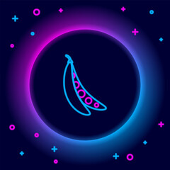 Obraz na płótnie Canvas Glowing neon line Kidney beans icon isolated on black background. Colorful outline concept. Vector