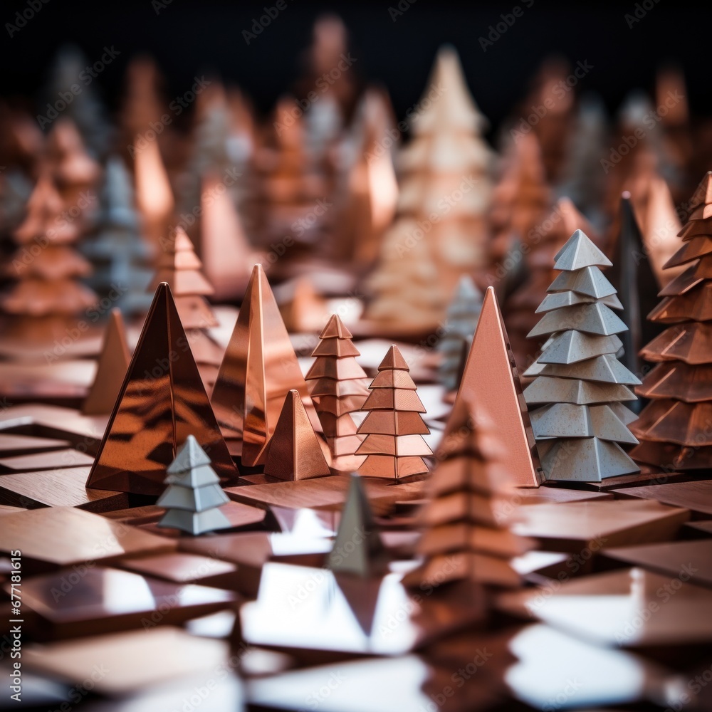 Poster paper trees and other paper objects in a forest, ai