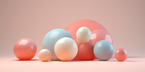 Festive array floating spheres against a pink canvas.