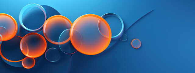 Vibrant blue and orange circles.