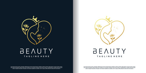 Nature beauty logo design with unique style Premium Vector