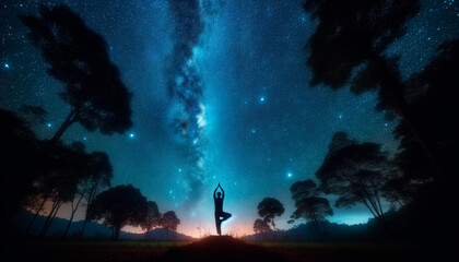 Starry Zen - Yoga under Stars.Celestial Yoga - Starry Sky Alignment.Align with the universe through yoga under a star-filled sky.