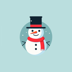 vector flat illustration of snowman, snowman illustration, snowman icon, winter, christmas