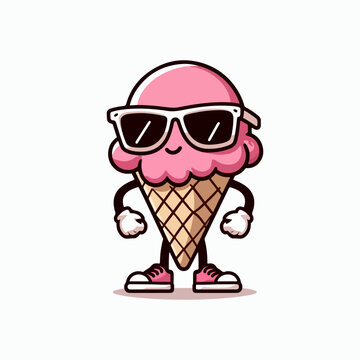 Cute mascot cartoon icecream logo