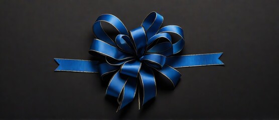 A blue ribbon on plain black background from Generative AI