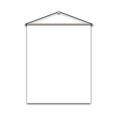 White hanging paper blank signboard with copy space for text design template in PNG format
