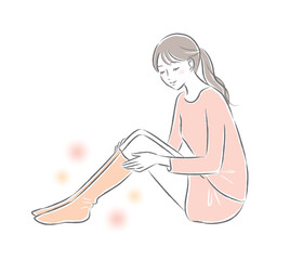 あったか靴下を履いた女性のイラスト　温活　ぽかぽか