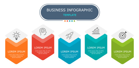 Business infographic Vector with 5 steps.Used for presentation,information,education,connection,marketing, project,strategy,technology,learn,brainstorm,creative,growth,abstract,stairs,idea,text,work.