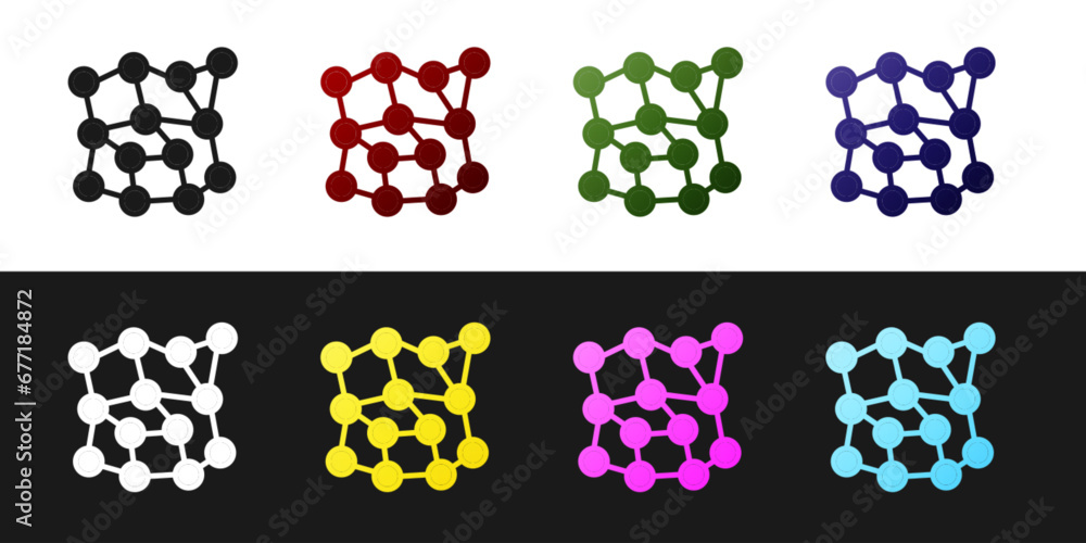 Poster set neural network icon isolated on black and white background. artificial intelligence ai. vector