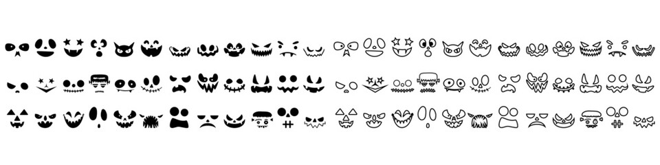 Halloween Face icon vector set. Scary face illustration sign collection. Pumpkin face symbol or logo.