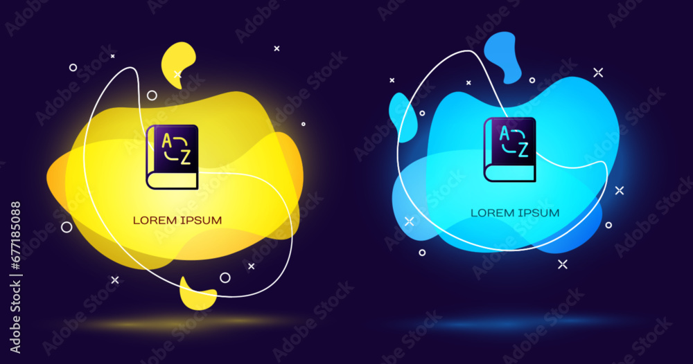 Poster black translator book icon isolated on black background. foreign language conversation icons in chat