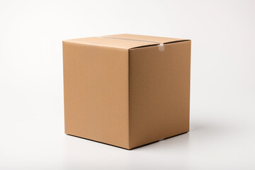A cardboard box on a white background. Generative AI.