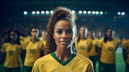 Brazilian national team football player standing in the stadium.Generative AI.