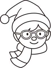 boy wearing santa hat outline