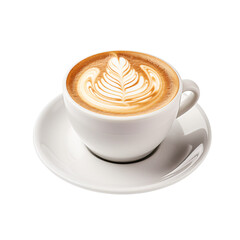 cappuccino coffee cup, isolated on transparent and white background