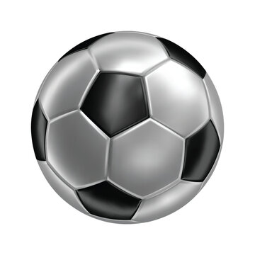 3d soccer ball icon Silver color. 3d vector render Symbol or emblem football . Vector illustration