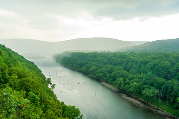 Rafting on Delaware river near Port Jervis in upstate New York 
