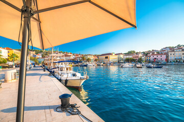 Town of Mali Losinj colorful waterfront view - obrazy, fototapety, plakaty