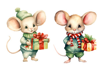 Mouse watercolor clipart illustration with isolated background