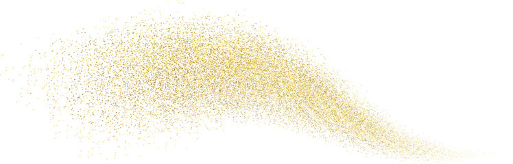 Splash of golden glitter, glittery stardust explosion, shimmering spray effect, festive holiday particles. Vector illustration. - obrazy, fototapety, plakaty