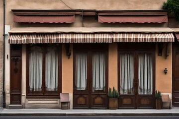 vintage wooden shop facades from europe , small village storefront vitrine