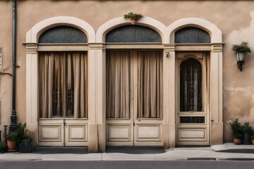 vintage wooden shop facades from europe , small village storefront vitrine