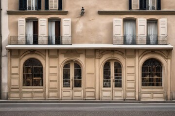Fototapeta premium vintage wooden shop facades from europe , small village storefront vitrine