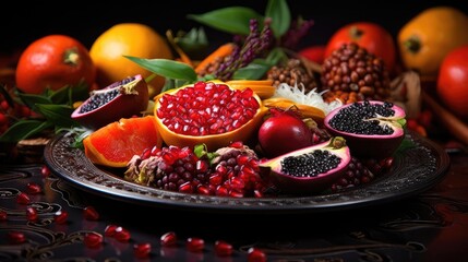 Exotic berries and fruits