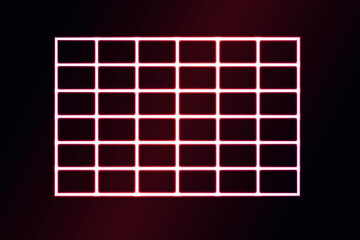 Neon light effect geometric rectangular grid vector illustration. - obrazy, fototapety, plakaty