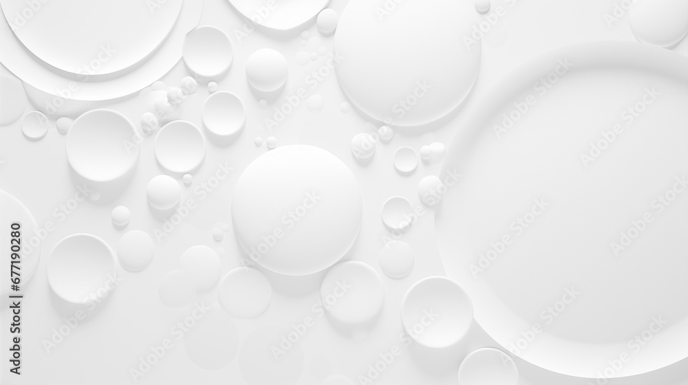 Poster abstract white background with random circles and soft shadows. light back
