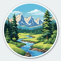A delightful sticker design that encapsulates the serene beauty of nature