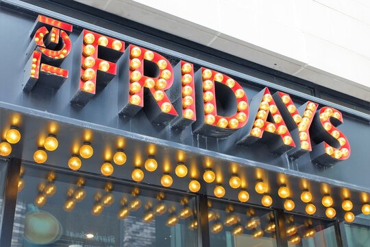 TGI Fridays store logo. TGI Friday's is an American restaurant chain focusing on casual dining
