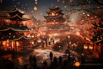 Beijing Temple Fair - obrazy, fototapety, plakaty