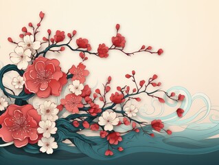 Floral Plum Blossoms Banner