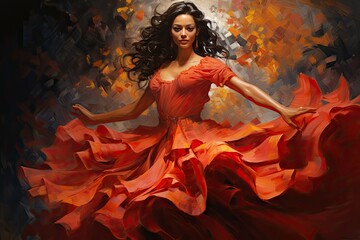 Flamenco Dancer Portrait - obrazy, fototapety, plakaty