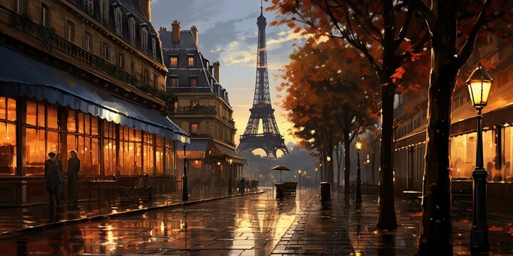 Quiet Paris Street at Dawn