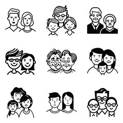 Peoples Flat Icon Set Isolated On White Background