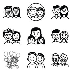 Peoples Flat Icon Set Isolated On White Background