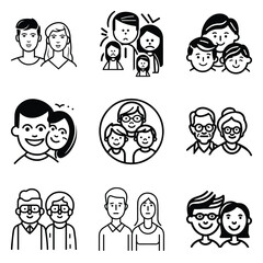 Peoples Flat Icon Set Isolated On White Background