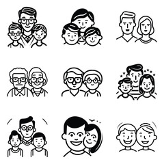 Peoples Flat Icon Set Isolated On White Background