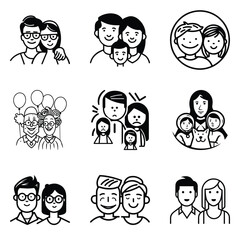 Peoples Flat Icon Set Isolated On White Background