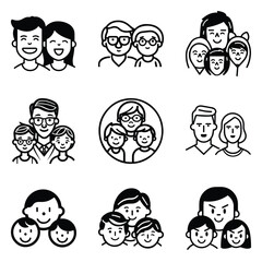 Peoples Flat Icon Set Isolated On White Background