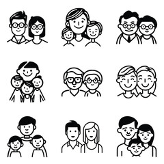 Peoples Flat Icon Set Isolated On White Background