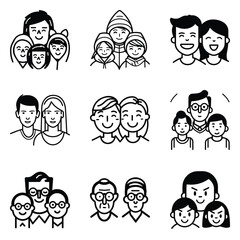 Peoples Flat Icon Set Isolated On White Background