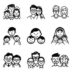 Peoples Flat Icon Set Isolated On White Background