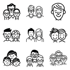 Peoples Flat Icon Set Isolated On White Background