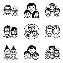 Peoples Flat Icon Set Isolated On White Background