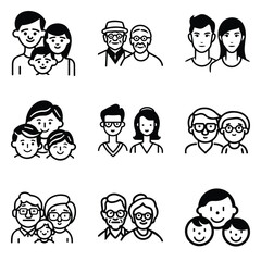 Peoples Flat Icon Set Isolated On White Background