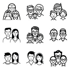 Peoples Flat Icon Set Isolated On White Background